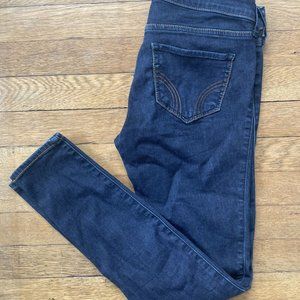 Hollister dark wash super skinny jeggings blue jean denim pants 3 short